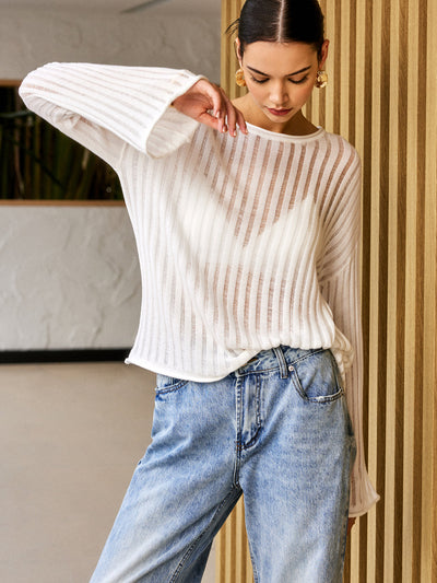 Semi-Sheer Long Sleeve Sweater